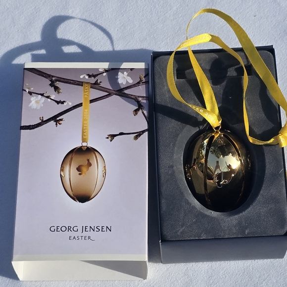 Georg Jensen Other - Georg Jensen Easter Egg 2004 Denmark 24k Gold Plated Ornament Bunny Box